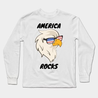 America Rocks Bald Eagle Long Sleeve T-Shirt